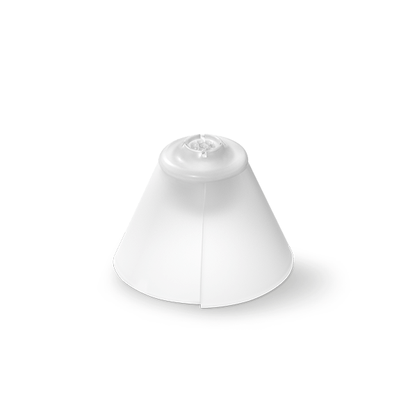 The Connexx Click Dome Semi-Open is a white plastic, cone-shaped medical device with a circular top opening, shown against a plain light gray background.