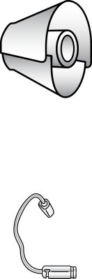 Black and white illustration of the Dome Receiver Tulip Standard security camera above a surveillance microphone with a wire and tulip connector, both shown in simple outlines on a plain background.