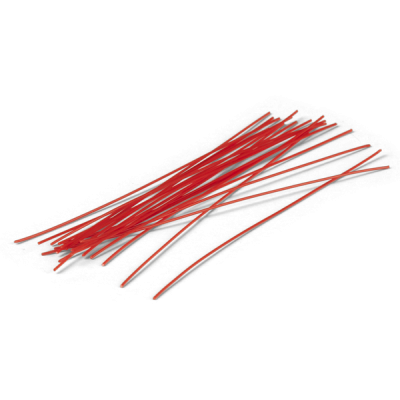 A small pile of thin red plastic rods from the Corda / Corda 2 Cleaningtools set is arranged on a white background.