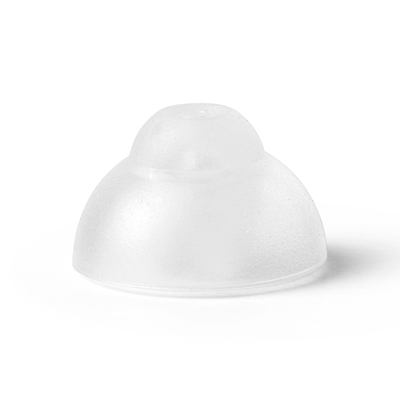 The Bernafon Dome large vent Spira Flex earbud tip features a translucent, dome-shaped design with smooth silicone texture, shown against a white background.