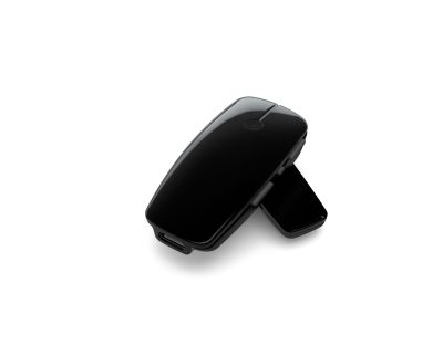 The ReSound Micro Mic, known for its compact elegance, is displayed on a white background with one side slightly raised and its sleek design and features clearly visible.