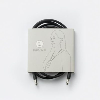 The Neck Loop for SoundGate (black) is displayed coiled on a holder labeled 